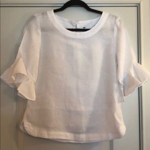 White linen bell sleeve top size M